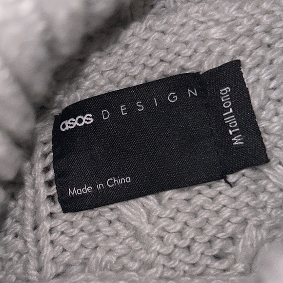 ASOS Design Light Gray Cable Knit Turtleneck Sweater - M T - Picture 8 of 10